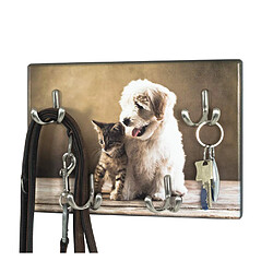 Pegane Tableau à clés Chien et Chat 30x21 cm