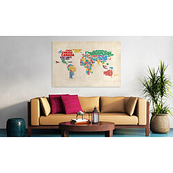 Paris Prix Tableau Carte du Monde Couleurs Vives 60x90 cm