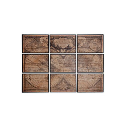 Aubry Gaspard Mappemonde - 9 Cadres Décoration murale - Bois - 9 cadres - Dimensions : 149 x 107 x 3 cm