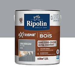Ripolin Peinture Bois Intérieur/Extérieur - Gris Bouleau Satin - 2,5 L