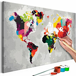 Paris Prix Carte du Monde Couleurs Criardes 40x60
