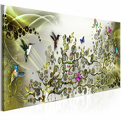 Paris prix Hummingbirds Dance Green Narrow - 0x0 cm Tableau mural - Impression sur toile italienne - Bois de pin - Protection UV
