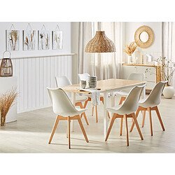 Beliani Table de repas LOUISIANA 75 cm 120/160 cm Bois clair