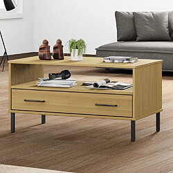 vidaXL Table basse Oslo Table basse - Bois de pin et métal - 85 x 50 x 45 cm - Compartiment et tiroir