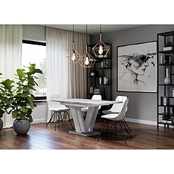 Tendance TABLE A MANGER EXTENSIBLE MASSI - BETON ET BLANC 120 - 160 CM