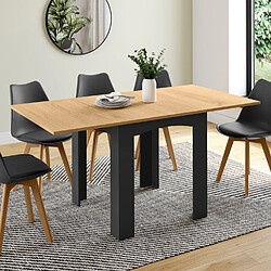 Idmarket MARKET Table extensible DONA - Noir/Hêtre