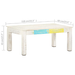 VidaXL Table Basse Blanc 110x60x45 cm pas cher