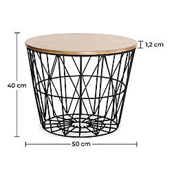 ICONIK INTERIOR Table d'appoint ronde - Design industriel - Bois et métal - Basker Rose pas cher