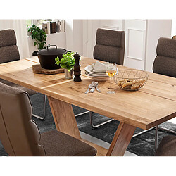 Pegane Table à manger bois massif - Marron