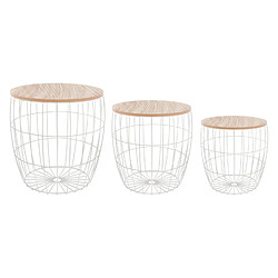 Atmosphera 3 Tables à café filaires Atomic - Diam. 40 cm - Blanc