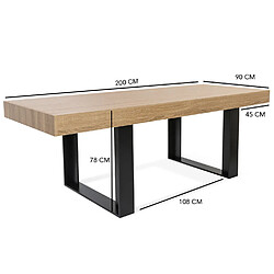 Acheter IDMarket Table à Manger PHOENIX Bois et Noir 200 cm