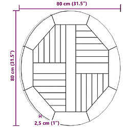 vidaXL Teck rond 48986 pas cher