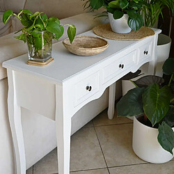 Acheter vidaXL Table de console et coiffeuse avec 3 tiroirs Blanc