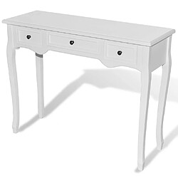 vidaXL Table de console et coiffeuse avec 3 tiroirs Blanc