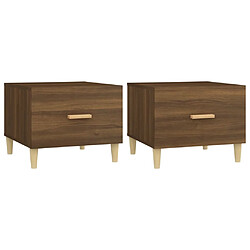 vidaXL Tables basses 2 pcs chêne marron 50x50x40 cm bois d'ingénierie