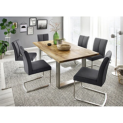 Pegane Table à manger bois massif - Marron