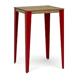 ds meubles Table Mange Debout Lunds - Rouge Vieilli