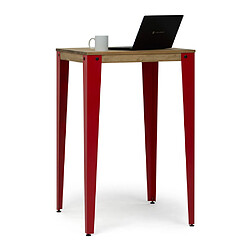 ds meubles Table Mange Debout Lunds - Rouge Vieilli