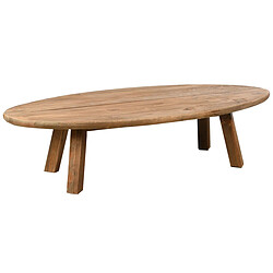 Aubry Gaspard REWOOD Table basse ovale - Pin recyclé - Style naturel - 140x60x36 cm