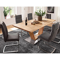 Pegane Table à manger bois et métal - Marron