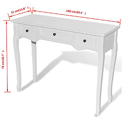 vidaXL Table de console et coiffeuse avec 3 tiroirs Blanc pas cher