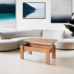 pegane Table basse relevable cerisier