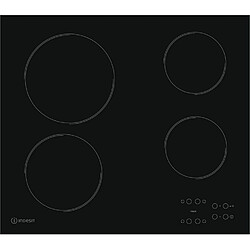 Indesit RI161C - Noir Table de cuisson vitrocéramique - 4 foyers - Commandes tactiles frontales - Sécurité enfant - Témoins de chaleur résiduelle - Non connectée