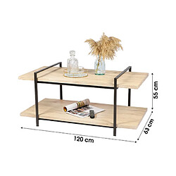 Urban Living Table basse industrielle Dock - L. 120 x H. 55 cm - Noir