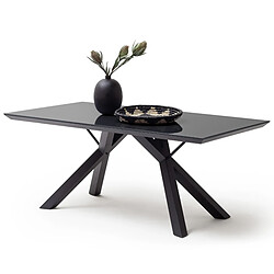 Pegane Table à manger verre trempé - Noir mat