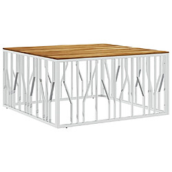 VidaXL - Table basse acier inox/bois massif acacia