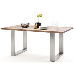 Pegane Table à manger chêne et acier - Marron