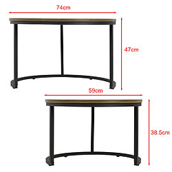 En.casa Table basse gigogne ronde - Noir et bois pas cher