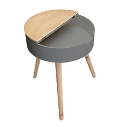 Avis The Home Deco Factory Table d'appoint coffre en MDF - Diam. 45 cm - Gris et Beige
