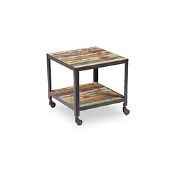 ICONIK INTERIOR Table d'appoint vintage industriel bois coloré Noir