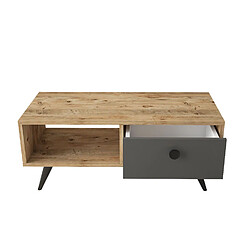 Toilinux Table Basse avec multiples rangements en panneaux de particules et métal - Gris Toilinux - Table Basse avec multiples rangements en panneaux de particules et métal - Gris - Design