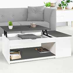 Idmarket Table basse ELEA blanc/gris - Plateau Relevable