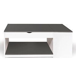 Avis Idmarket Table basse ELEA blanc/gris - Plateau Relevable
