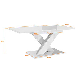 Avis Tendance TABLE A MANGER EXTENSIBLE BRUCE - BOIS CHENE et BLANC LAQUE 140-180