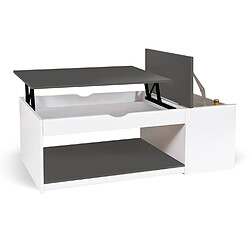 Acheter Idmarket Table basse ELEA blanc/gris - Plateau Relevable