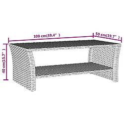 VidaXL Table basse résine tressée noir pas cher