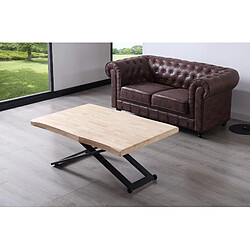 Pegane Table Basse Relevable - Chêne Naturel
