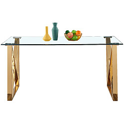 Vivenla Table à Manger Design 160 cm - Or/Transparent