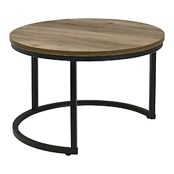 Avis En.casa Table basse gigogne ronde - Noir et bois