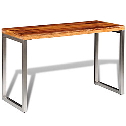 Helloshop26 Table à manger bois acier - Marron