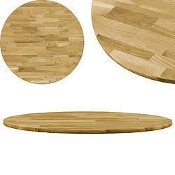 VIDAXL Dessus de table rond en bois de chêne massif - Naturel Dessus de table - Bois de chêne massif laqué - Diamètre 700 mm - Épaisseur 23 mm