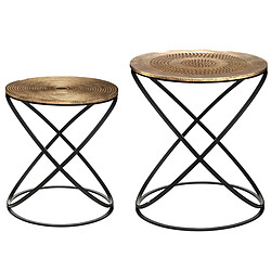 Pegane Lot de 2 tables d'appoint carrées - Cuivre