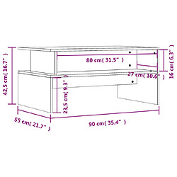 vidaXL Table basse Gris béton 90x55x42,5 cm pas cher