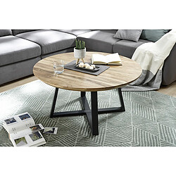 Pegane Table basse ronde acacia - naturel et noir pas cher