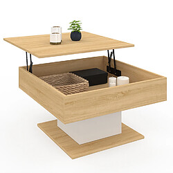 Idmarket MARKET Table Basse Relevable EDEN Bois et Blanc