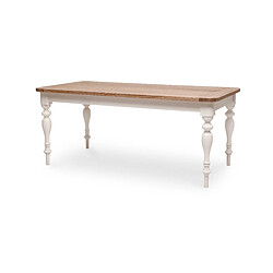 ICONIK INTERIOR Table de salle à manger en bois style country pour 8 personnes Blanc